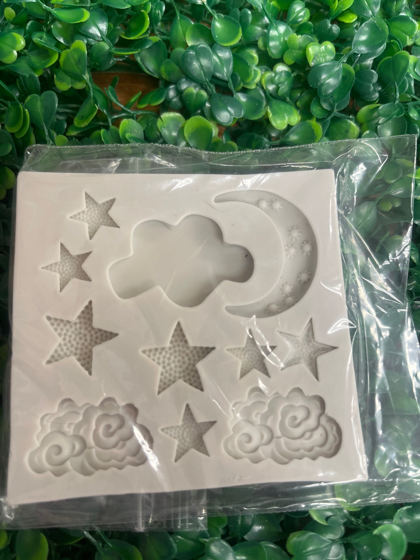Molde silicona luna,estrella y nubes