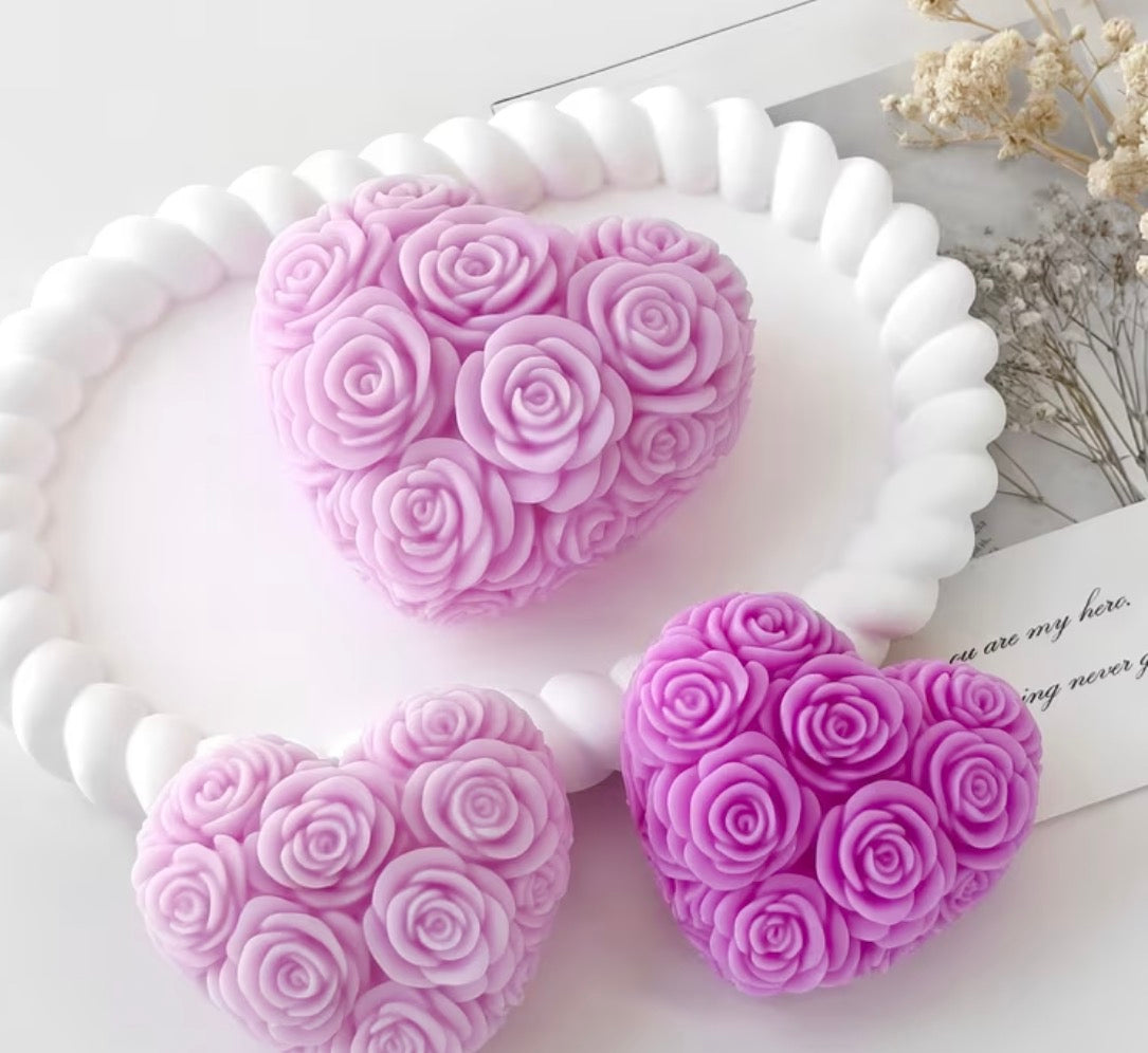 Molde silicona corazón con flores