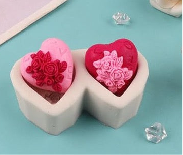 Molde de silicona dúo corazones
