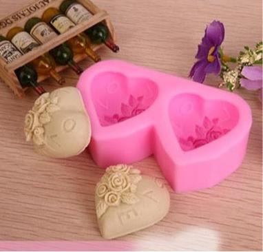Molde de silicona dúo corazones
