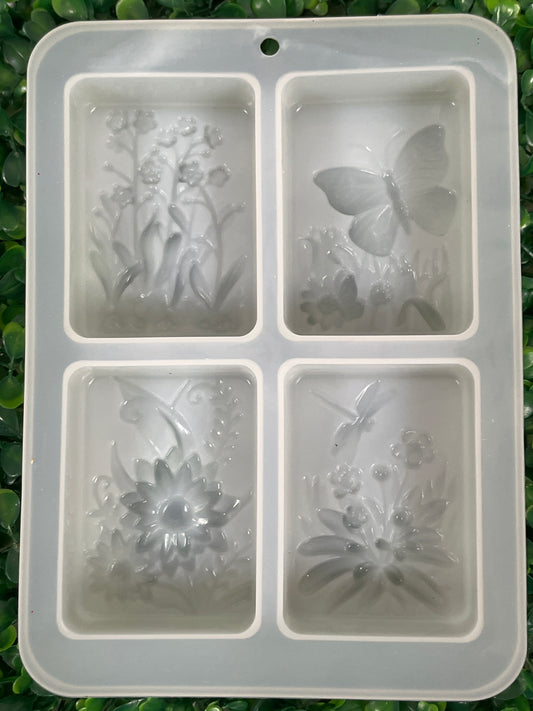 Molde Silicona Rectangular con flores