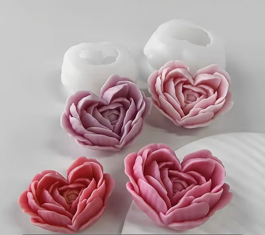Molde silicona vela Peonía corazón