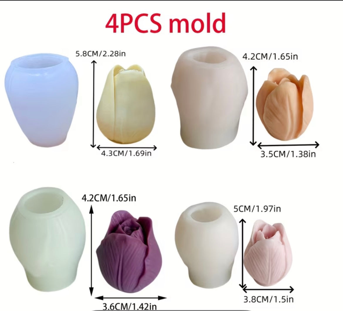 Set de moldes silicona Tulipanes