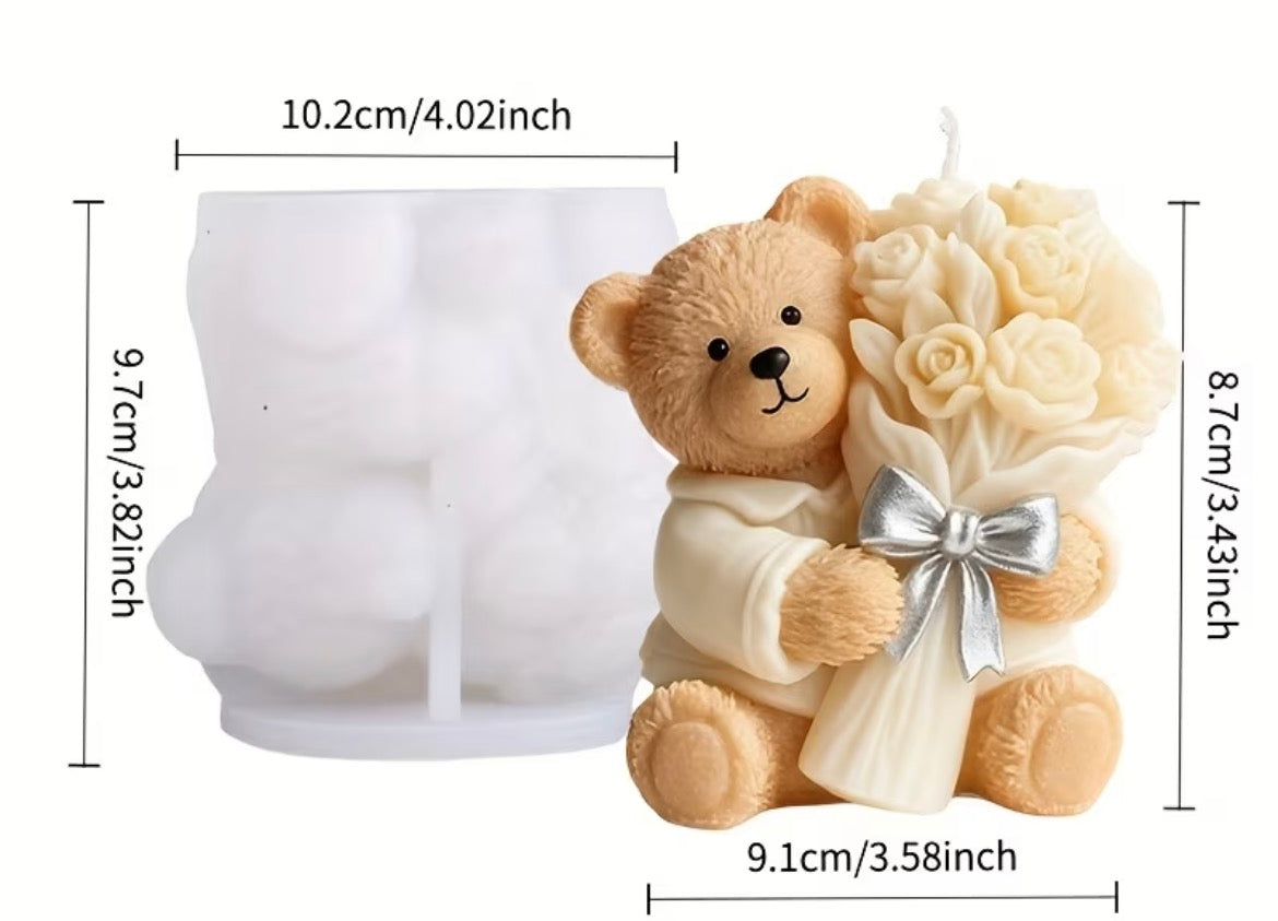 Molde silicona velas Oso con flores
