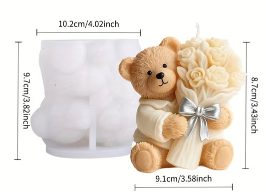 Molde silicona velas Oso con flores
