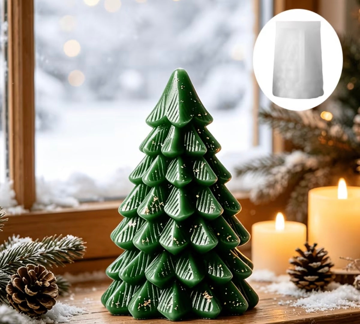 Molde Silicona Árbol de Navidad para velas
