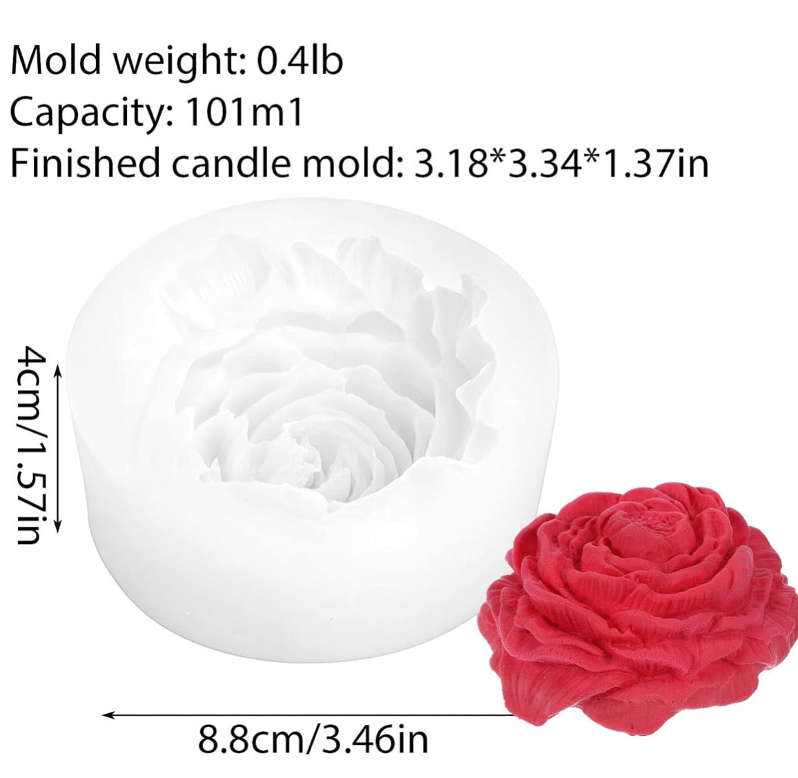 Molde Silicona Peonía 3.5”
