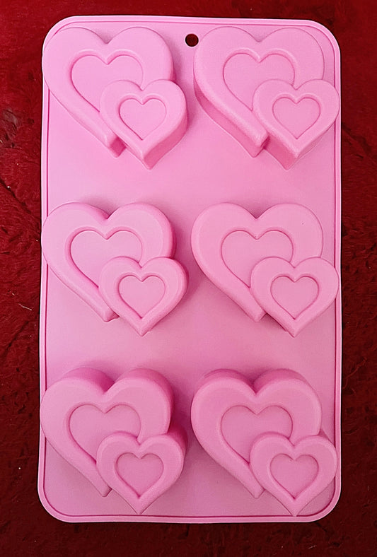 Molde Silicona Corazones Dobles